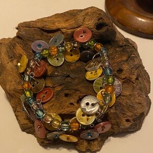 Multicolor Button Charm Bracelet